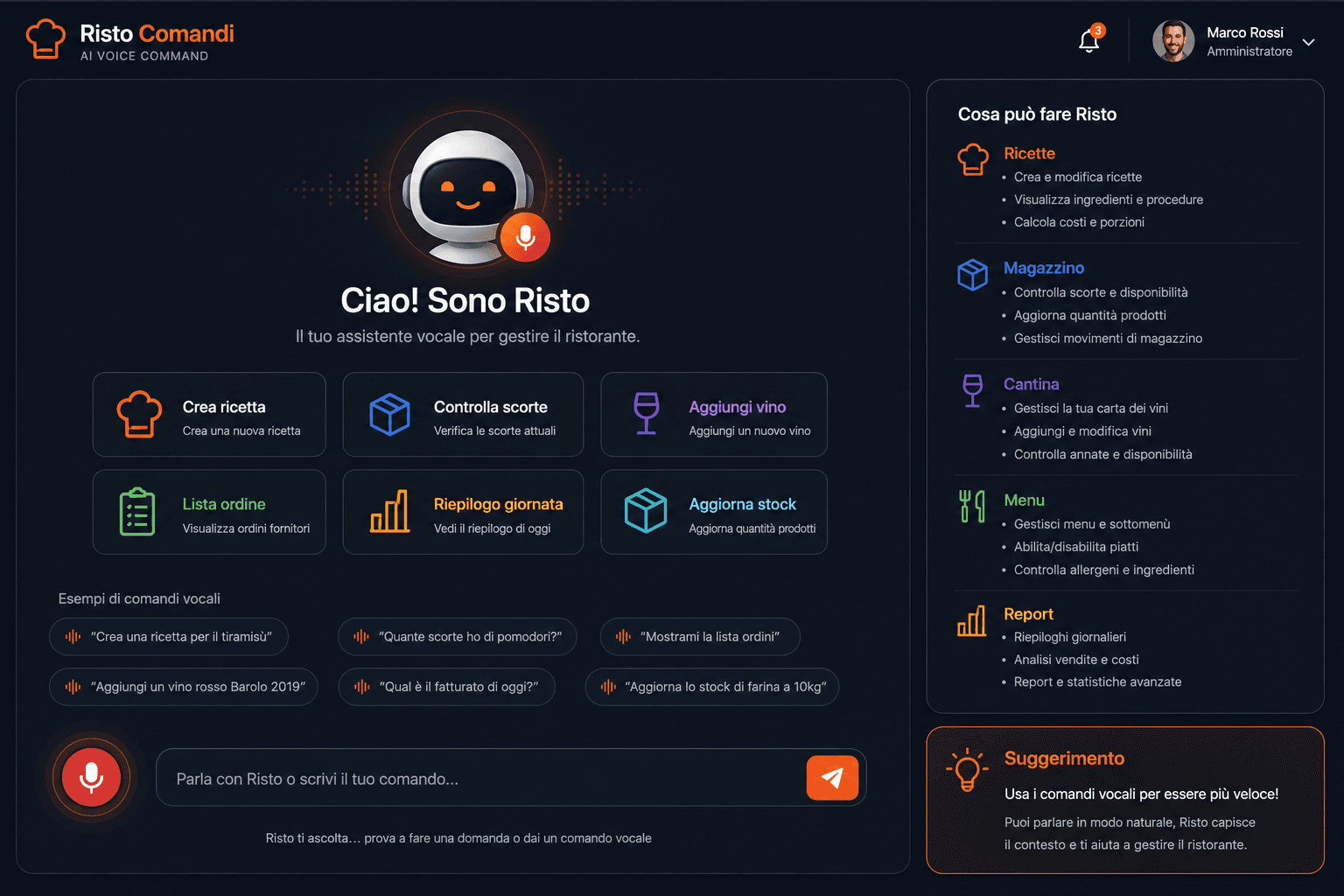 Risto Comandi - AI Voice Assistant Interface